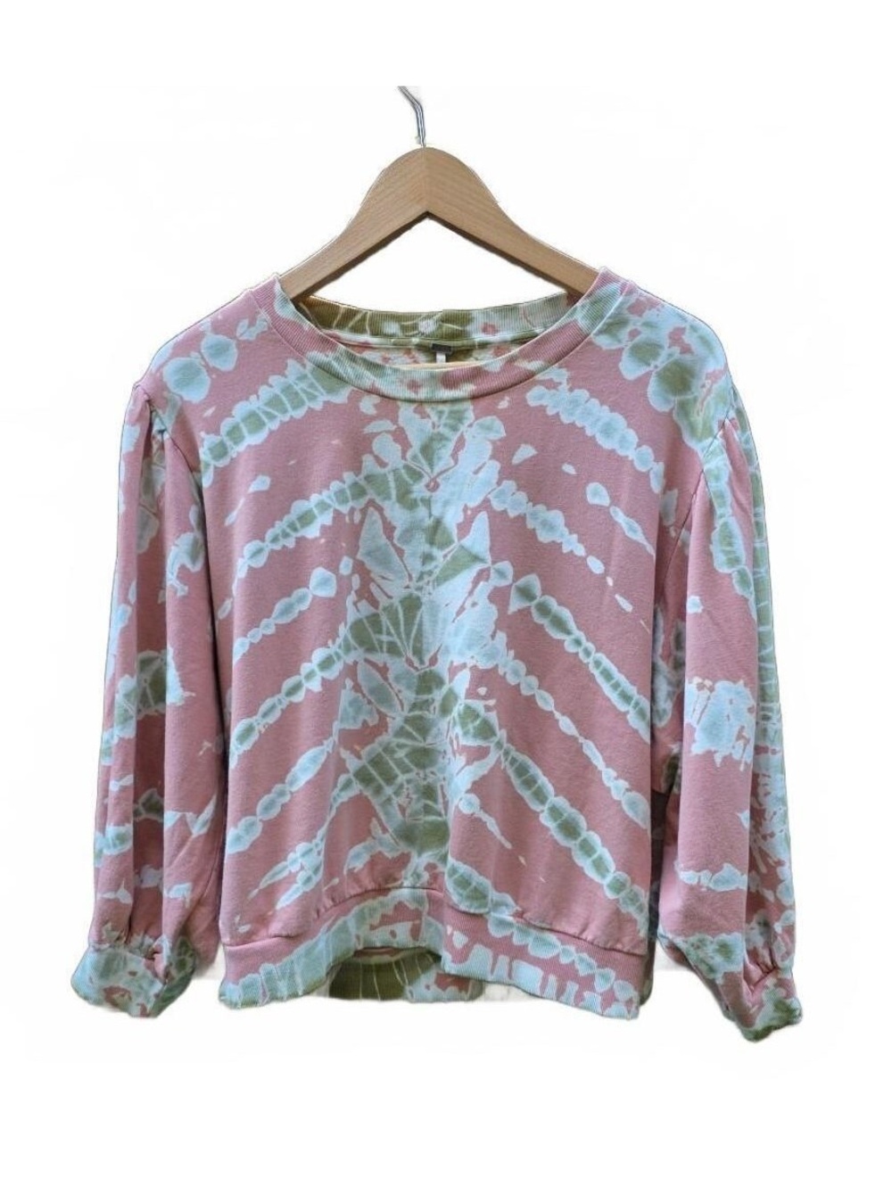 Young Fabulous & Broke YFB Tie Dye Puff Sleeve Sweatshirt Coral Olive Medium